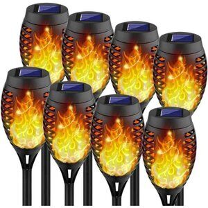 Solar Lights Outdoor, 8Pack Solar Torch Light with Flickering Flame, Waterproof